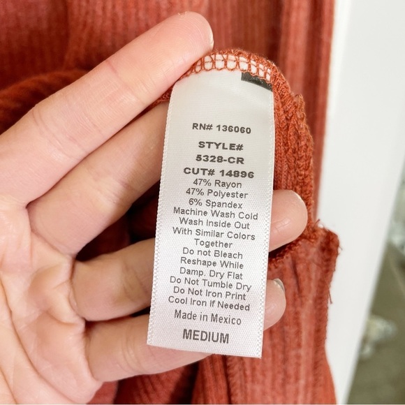 PST by PROJECT SOCIAL T Nordstrom Wren Cozy Ribbed Pullover Hoodie in Rust - Picture 5 of 6